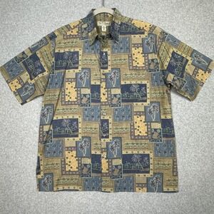 VTG Tori Richard Hawaiian‎ Shirt Mens M Cotton Lawn Abalone Buttons Honolulu USA